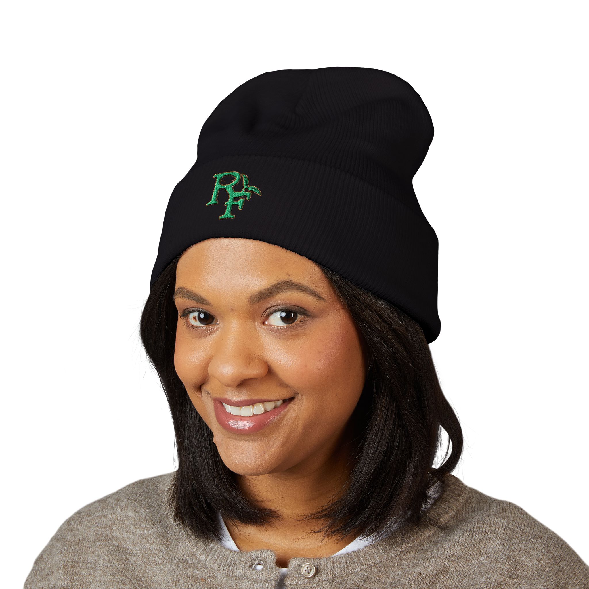 Embroidered RF Logo Cuffed Beanie — Knit Winter Hat - Image 3